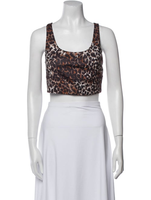 Veronica Beard Animal Print Scoop Neck Crop Top