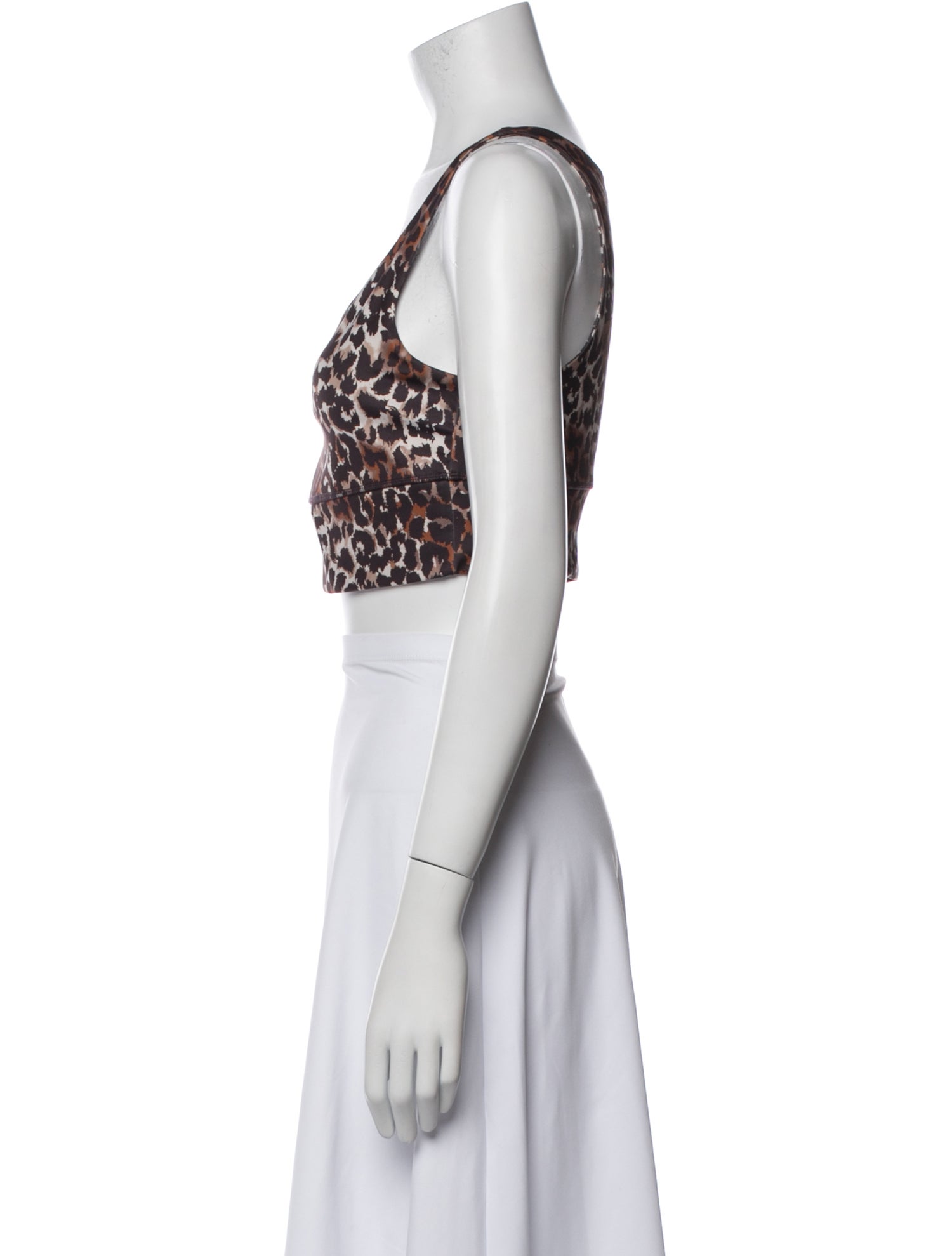 Veronica Beard Animal Print Scoop Neck Crop Top