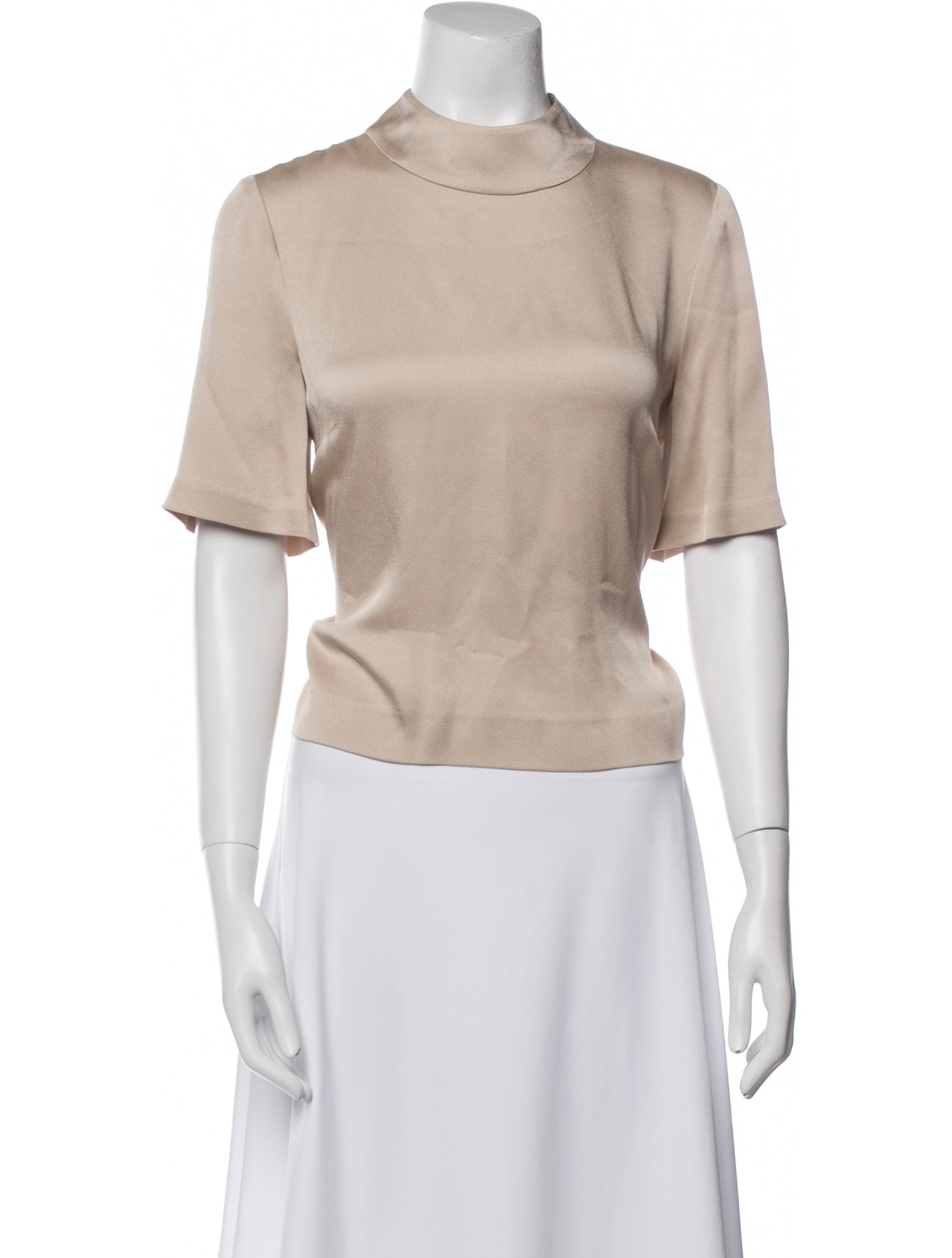 Veronica Beard Mock Neck Short Sleeve Crop Top