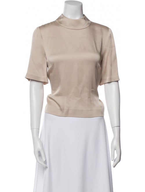 Veronica Beard Mock Neck Short Sleeve Crop Top