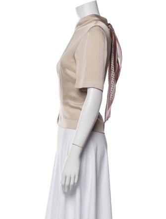 Veronica Beard Mock Neck Short Sleeve Crop Top