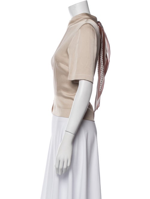 Veronica Beard Mock Neck Short Sleeve Crop Top