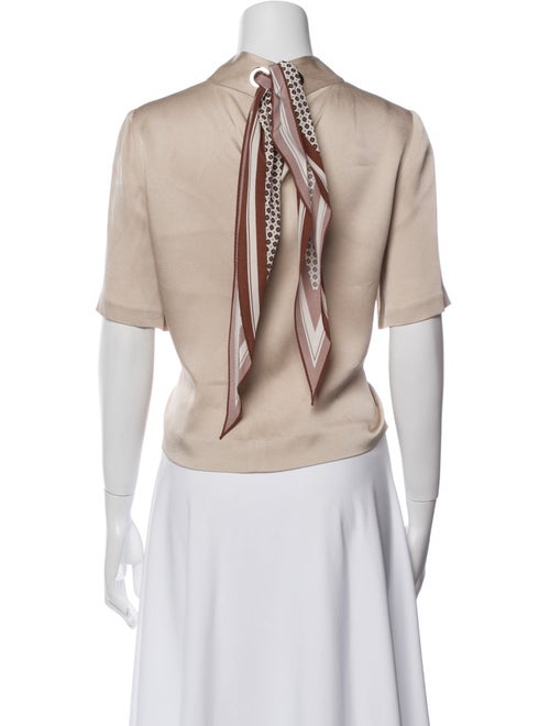 Veronica Beard Mock Neck Short Sleeve Crop Top