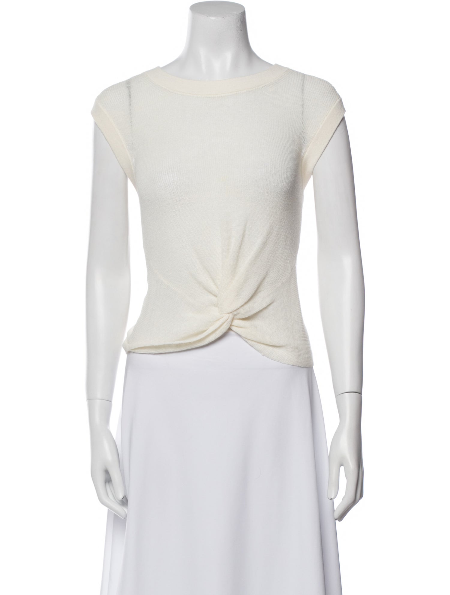 Veronica Beard Linen Bateau Neckline Crop Top