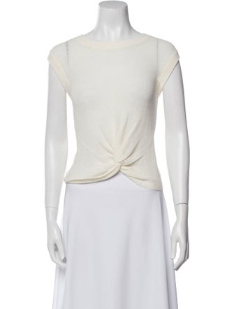 Veronica Beard Linen Bateau Neckline Crop Top