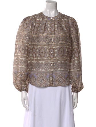 Veronica Beard Linen Paisley Print Blouse