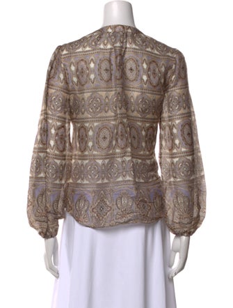 Veronica Beard Linen Paisley Print Blouse
