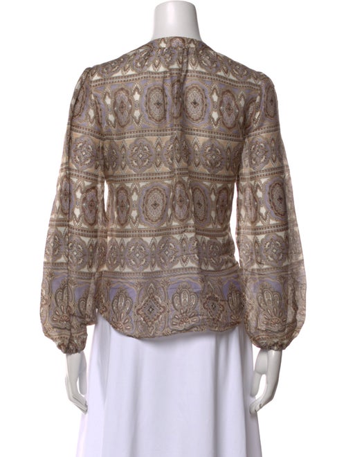 Veronica Beard Linen Paisley Print Blouse