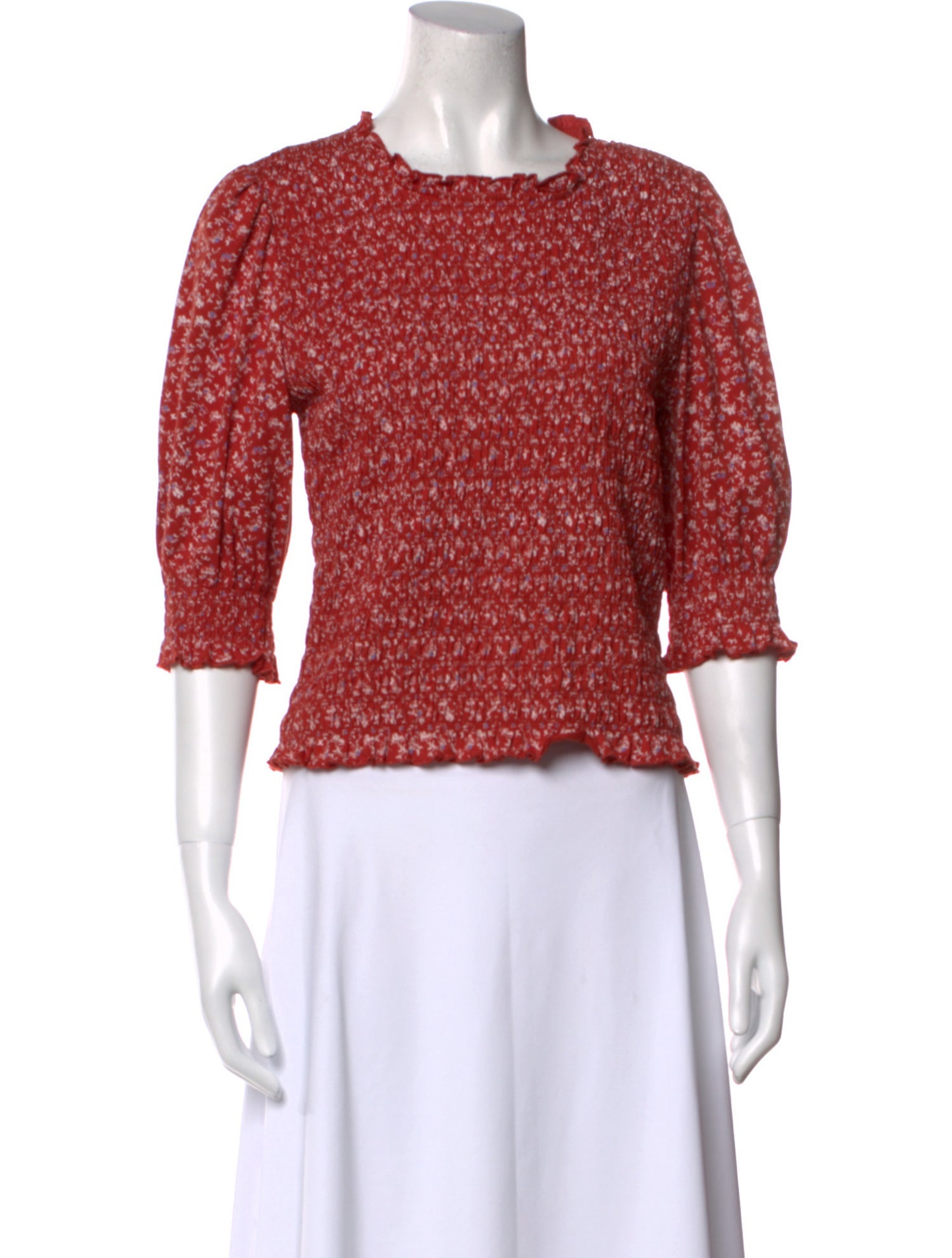 Veronica Beard Printed Crew Neck Crop Top