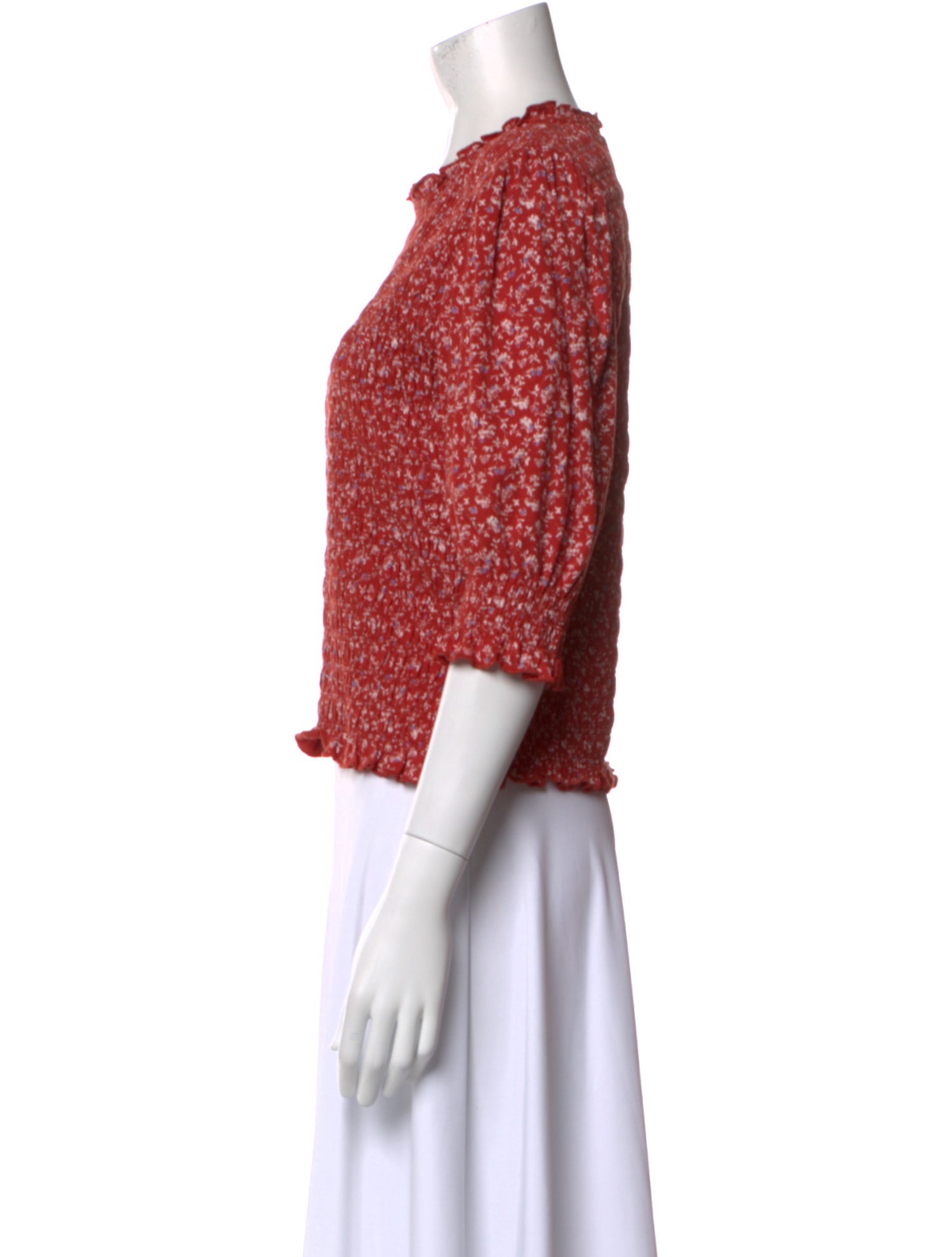 Veronica Beard Printed Crew Neck Crop Top