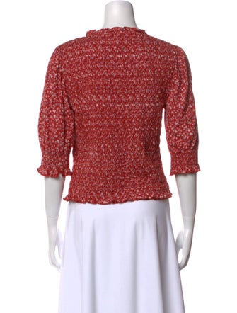 Veronica Beard Printed Crew Neck Crop Top