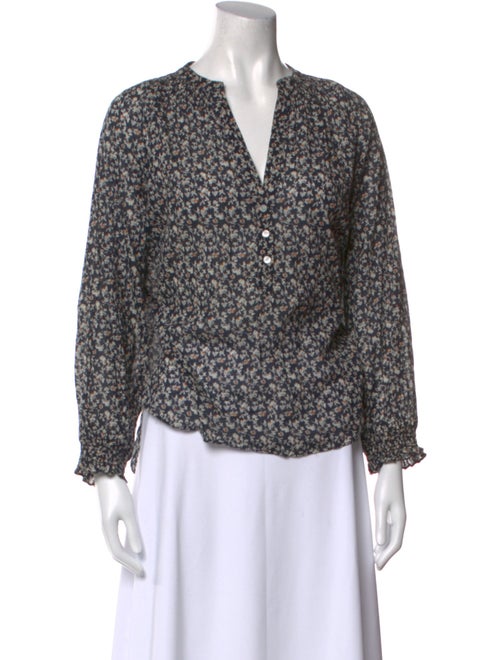Veronica Beard Floral Print V-Neck Blouse