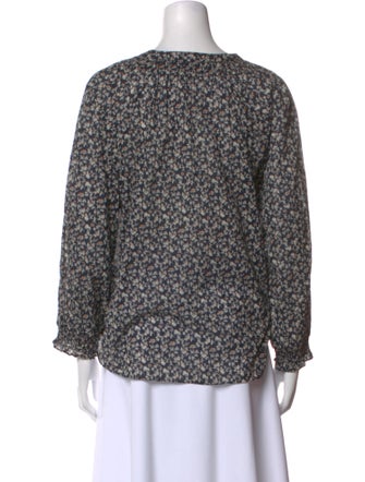 Veronica Beard Floral Print V-Neck Blouse