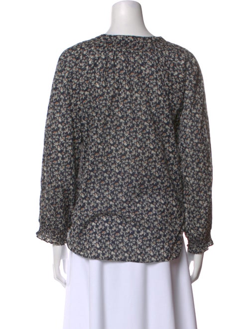 Veronica Beard Floral Print V-Neck Blouse