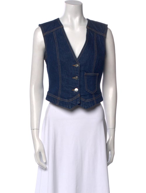 Veronica Beard V-Neck Sleeveless Crop Top