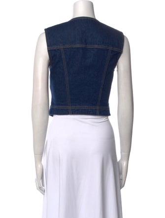 Veronica Beard V-Neck Sleeveless Crop Top