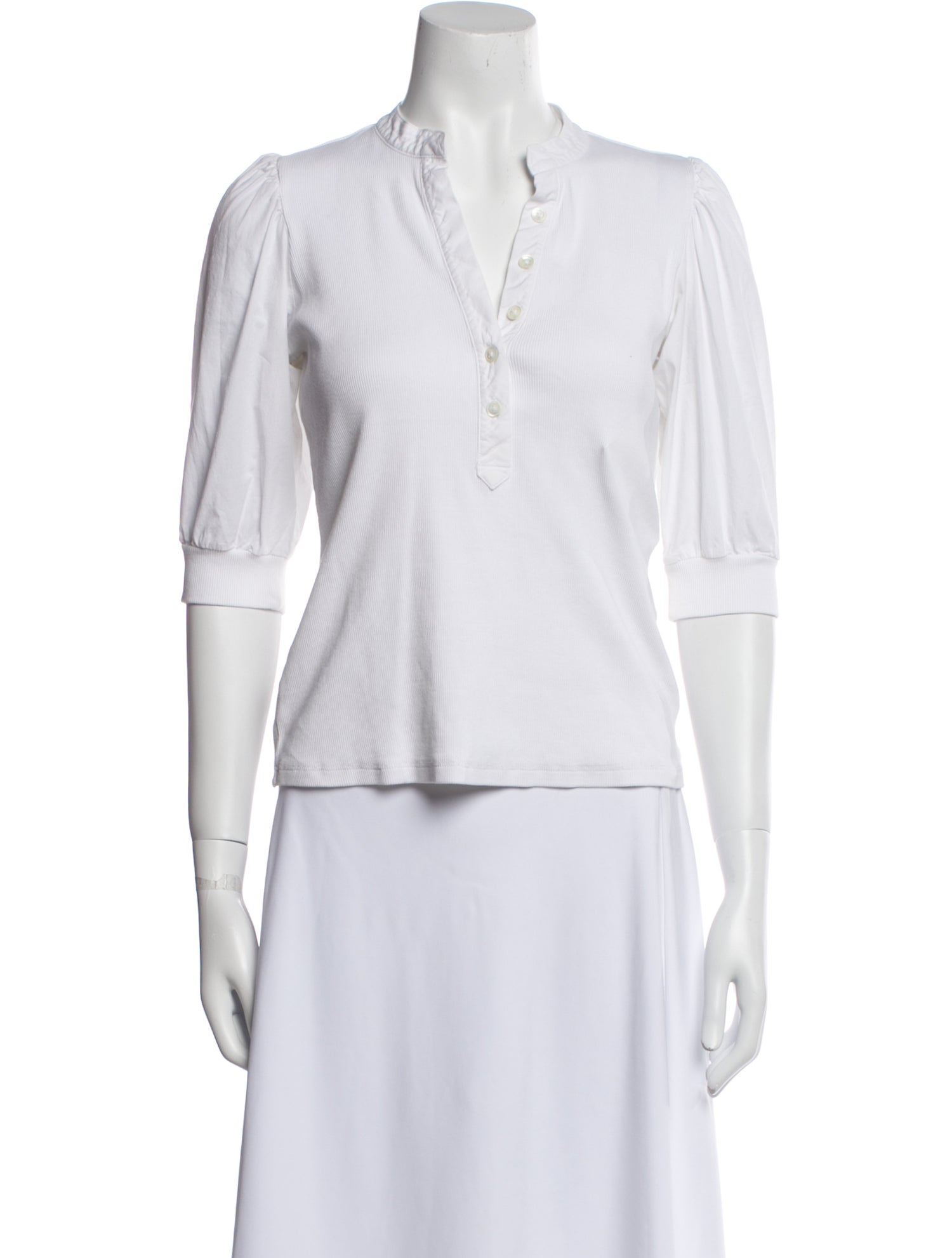 Veronica Beard V-Neck Three-Quarter Sleeve Polo