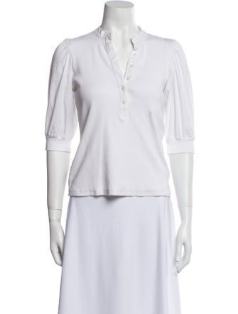 Veronica Beard V-Neck Three-Quarter Sleeve Polo