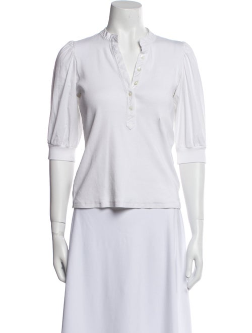 Veronica Beard V-Neck Three-Quarter Sleeve Polo