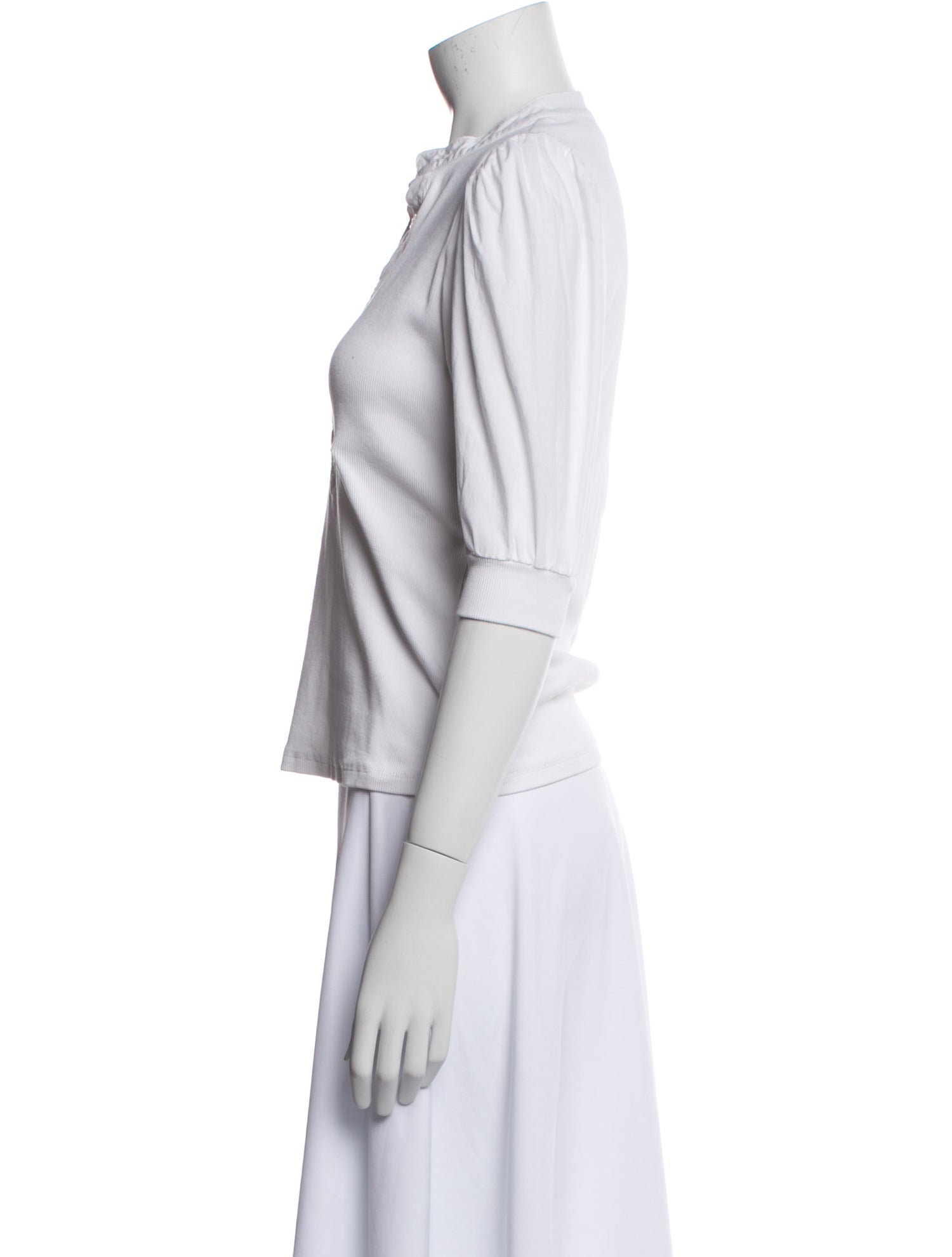 Veronica Beard V-Neck Three-Quarter Sleeve Polo