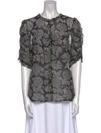 Veronica Beard Silk Floral Print Blouse