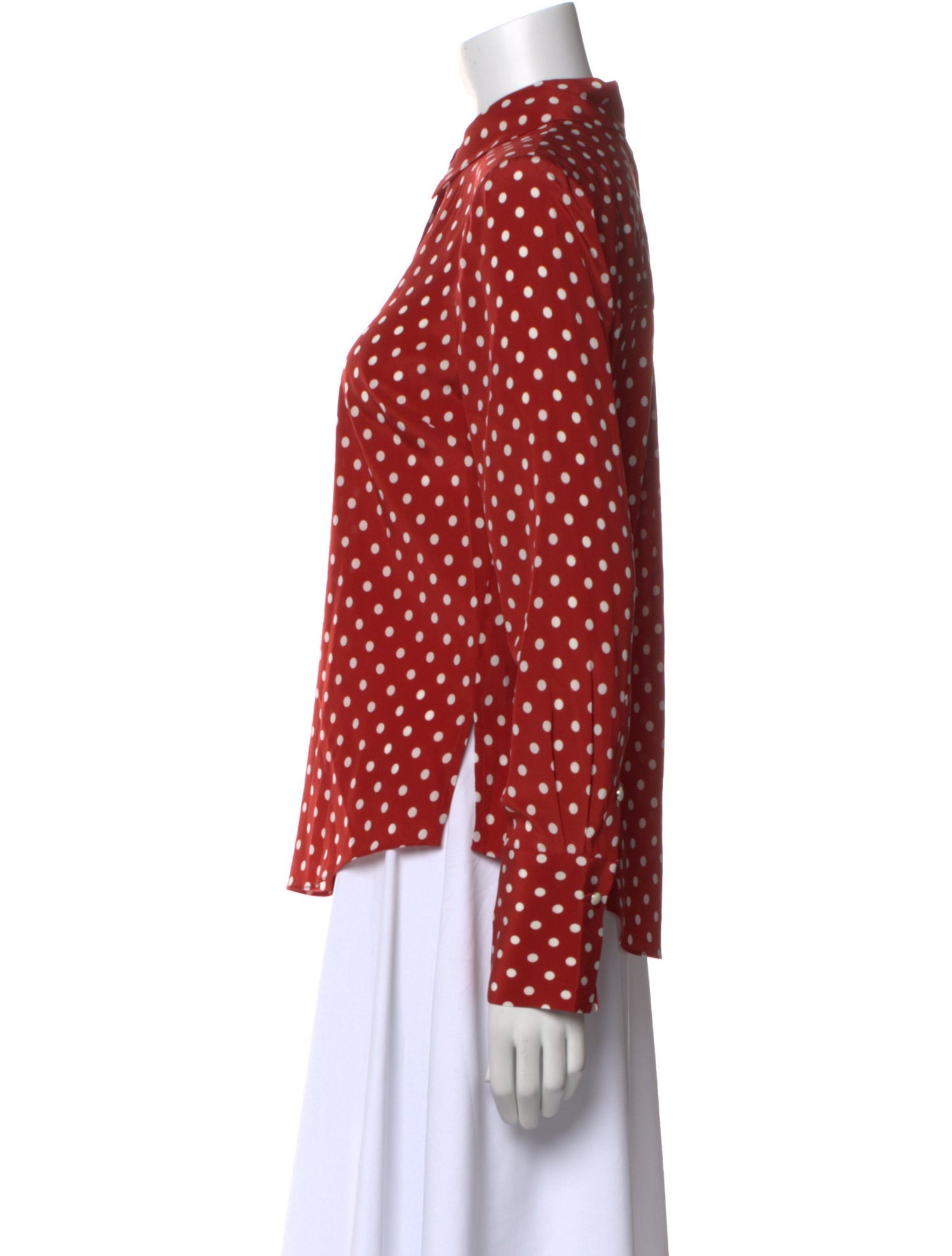 Veronica Beard Silk Polka Dot Print Button-Up Top w/ Tags