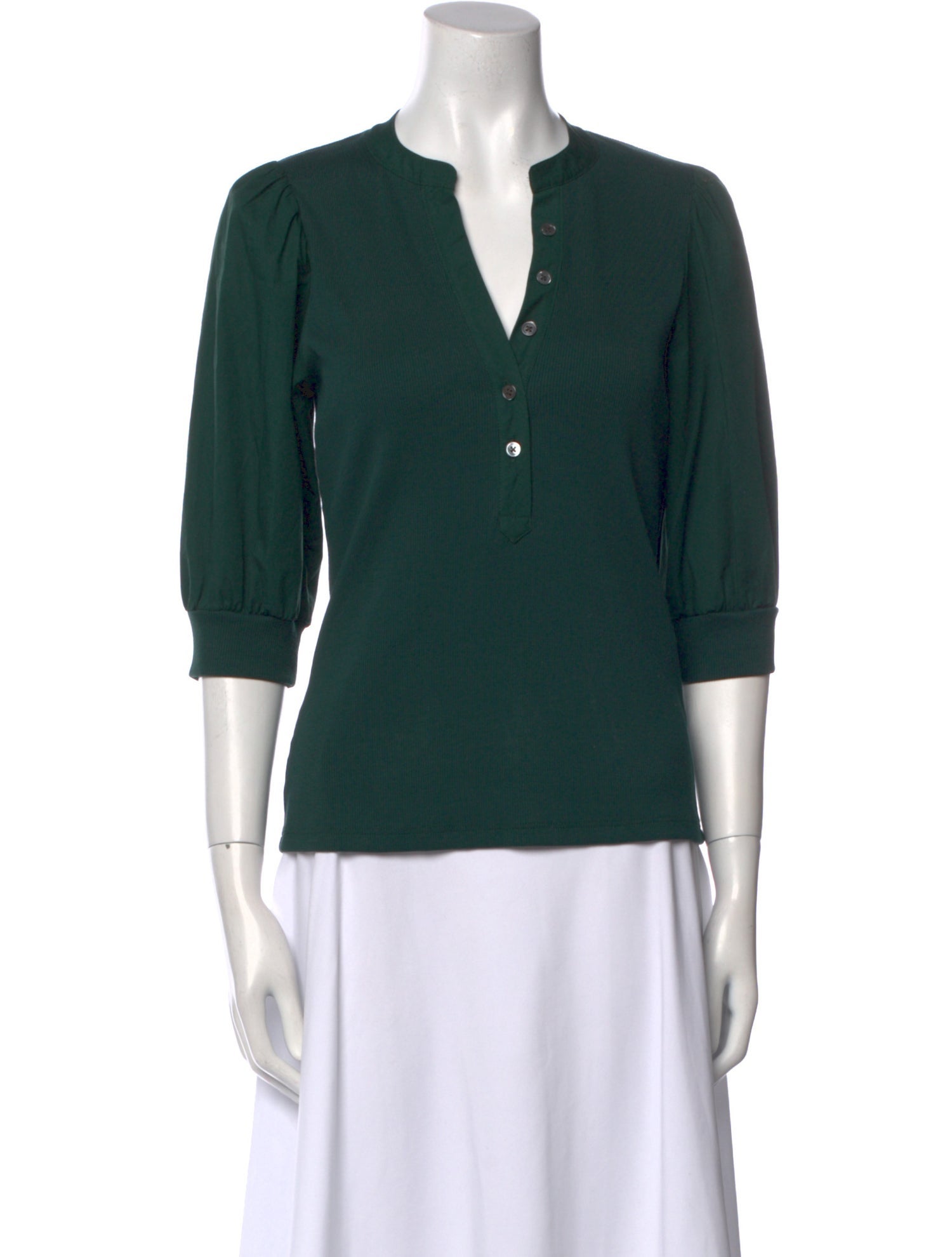 Veronica Beard V-Neck Three-Quarter Sleeve Top