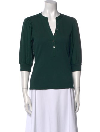 Veronica Beard V-Neck Three-Quarter Sleeve Top