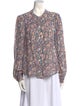 Veronica Beard Floral Print Crew Neck Blouse