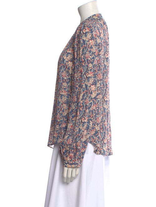 Veronica Beard Floral Print Crew Neck Blouse