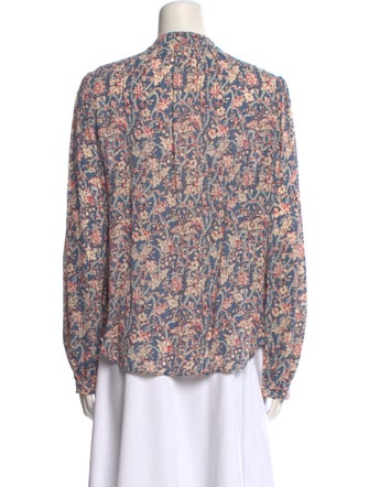 Veronica Beard Floral Print Crew Neck Blouse