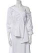 Veronica Beard One-Shoulder Three-Quarter Sleeve Button-Up Top
