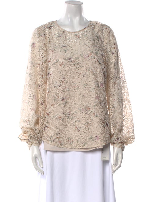 Veronica Beard Lace Pattern Crew Neck Blouse