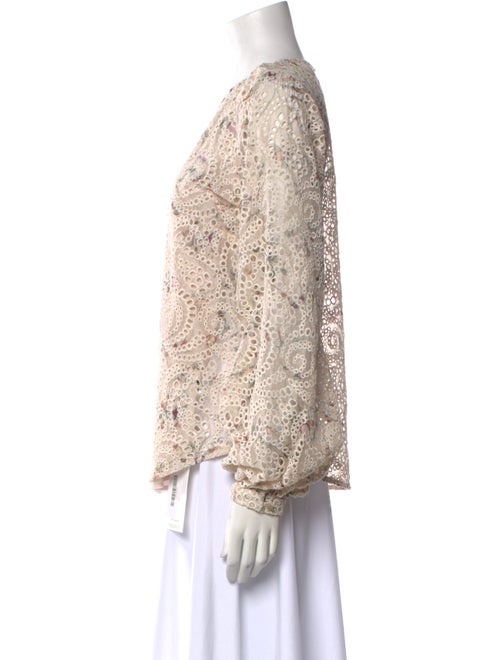 Veronica Beard Lace Pattern Crew Neck Blouse
