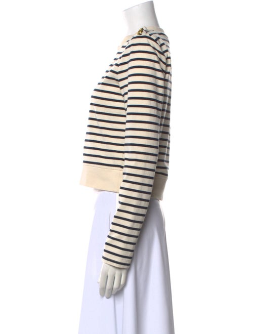 Veronica Beard Striped Crew Neck Crop Top