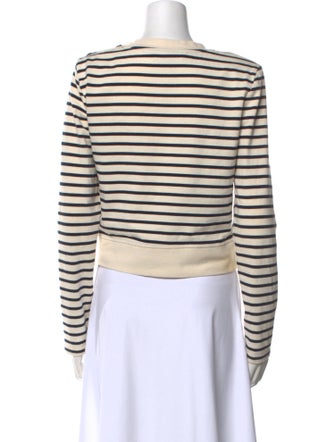 Veronica Beard Striped Crew Neck Crop Top