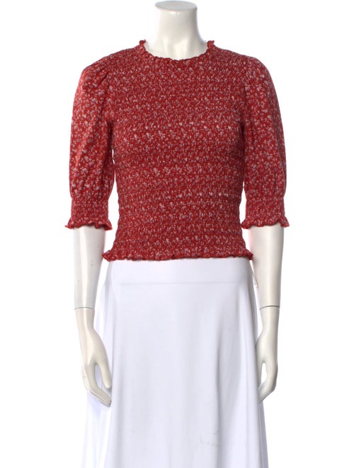 Veronica Beard Crew Neck Three-Quarter Sleeve Crop Top