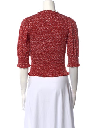 Veronica Beard Crew Neck Three-Quarter Sleeve Crop Top