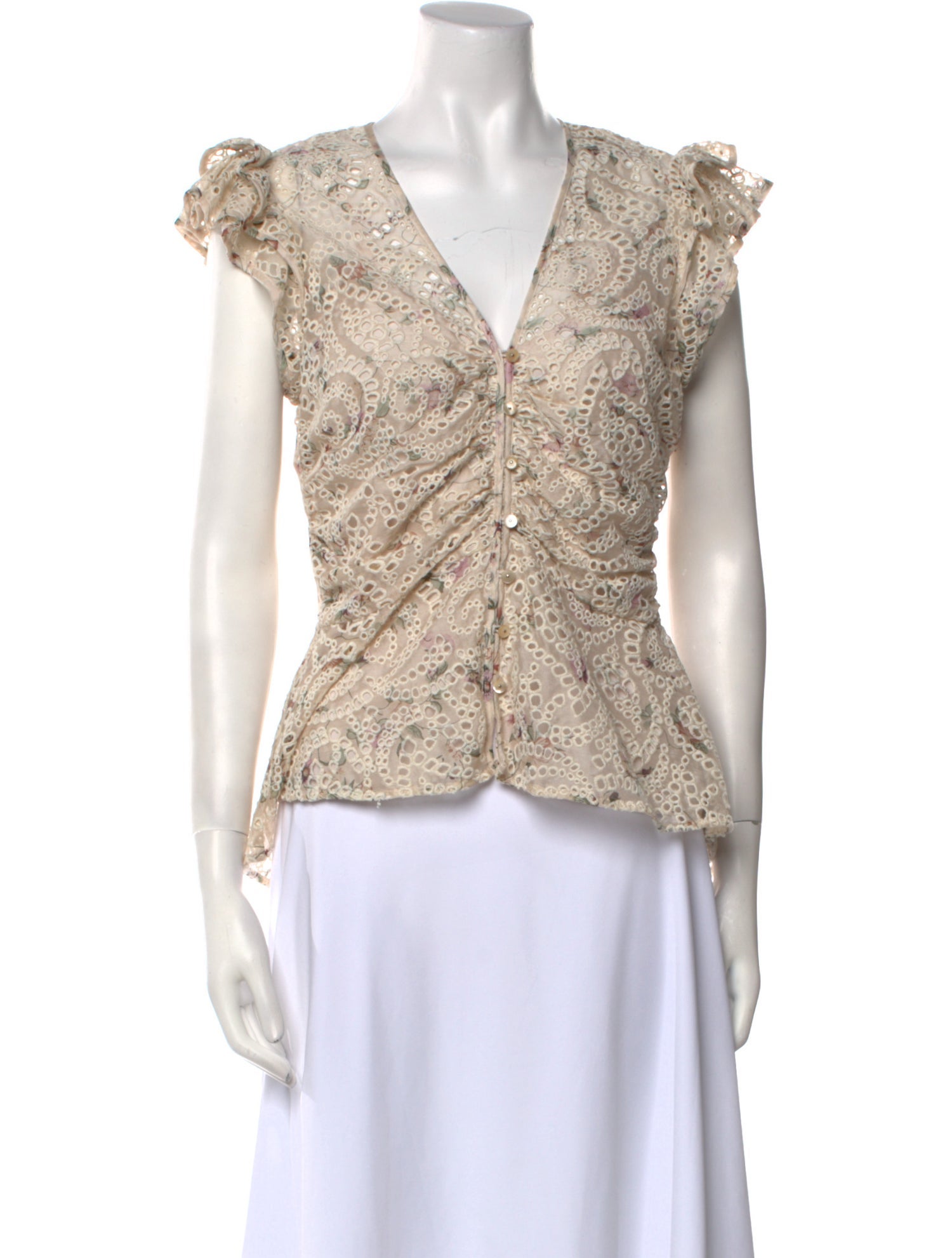 Veronica Beard Printed V-Neck Top