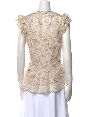 Veronica Beard Printed V-Neck Top