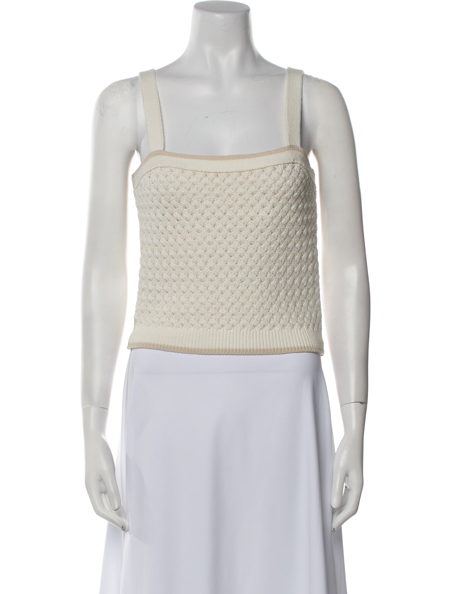 Veronica Beard Square Neckline Sleeveless Crop Top