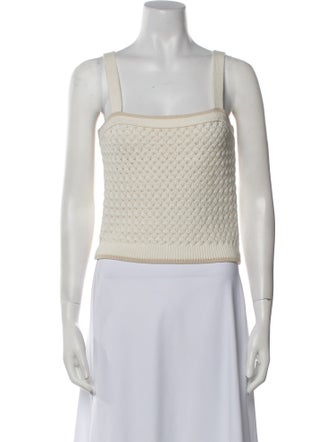 Veronica Beard Square Neckline Sleeveless Crop Top
