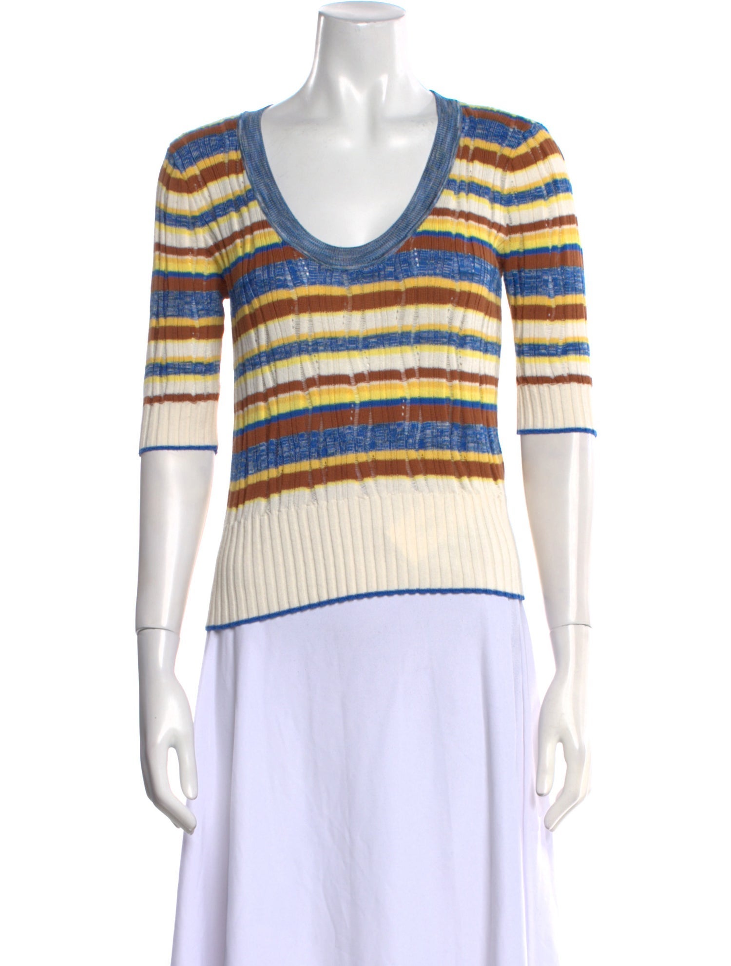 Veronica Beard Striped Scoop Neck Top