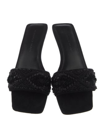 Veronica Beard Suede Sequin Embellishments Slides