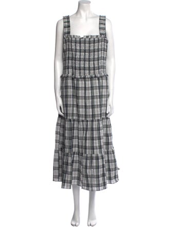 Veronica Beard Plaid Print Long Dress
