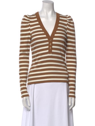 Veronica Beard Striped V-Neck Top