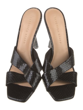 Veronica Beard Leather Animal Print Slides