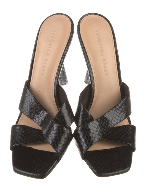 Veronica Beard Leather Animal Print Slides