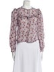 Veronica Beard Floral Print Crew Neck Blouse