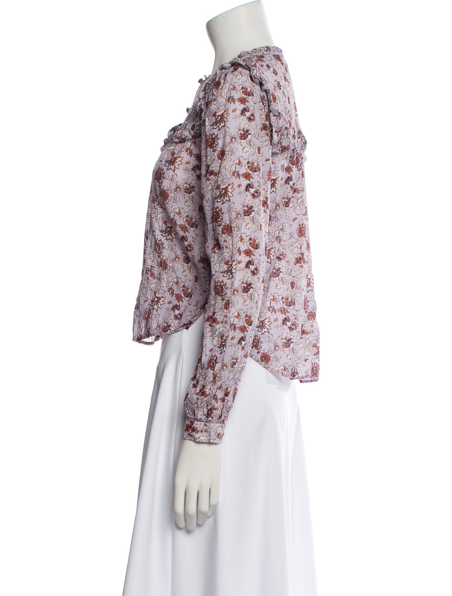 Veronica Beard Floral Print Crew Neck Blouse